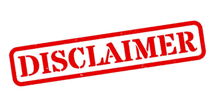 A red 'DISCLAIMER' rubber stamp