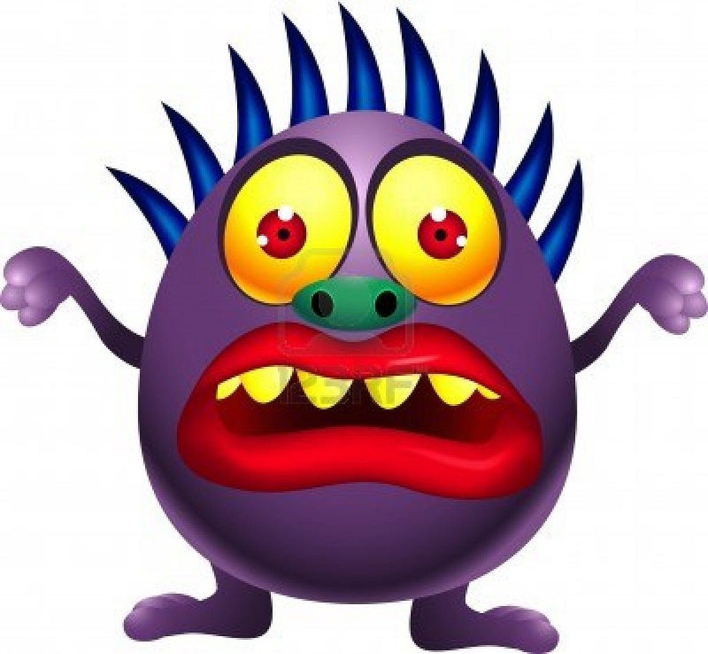 Cartoon purple monster looking alarmed